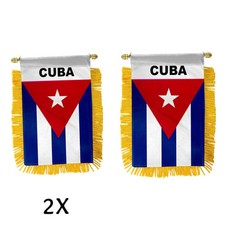 2x CUBA MINI BANNER FLAG GREAT FOR CAR & HOME WINDOW MIRROR HANGING 2 SIDED picture