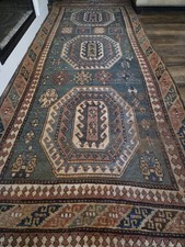 3 1/2 x 9 1/2 ANTIQUE ©1875 KAZAK VINTAGE RUG CAUCASIAN WOOL HAND KNOTTED picture