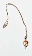 Vintage 1969 Jostens Senior Class Pendant Necklace Gold Tone Red White Enamel picture
