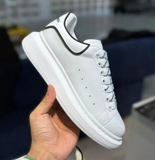 Alexander McQueen Oversized Sneaker White with Red Suede Heel Unisex Casual Shoe picture