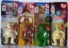 TY Teenie Beanie Babies International Bears all w/ ERRORS + 2 Millennium Purple picture