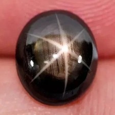 Black Star Sapphire 6 Rays 9.00 Ct+ Oval Cabochon Natural Loose Gemstone picture