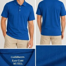 Croft & Barrow Mens Easy Care Blue Striped Short Sleeve Polo Shirt Size M picture