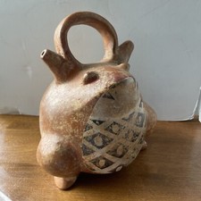 Pre-Columbian Reproduction Calima Quimbaya Frog Effigy Stirrup Vessel Polychrome picture