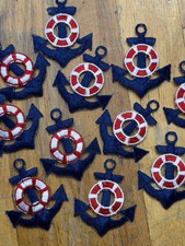 Vintage 1970s Nautical Anchor Life Preserver Iron-On Patches Applique Lot of 11 picture