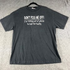 VINTAGE Dont Piss Me Of T Shirt Mens XL Black Novelty Funny Graphic Tee 90s picture
