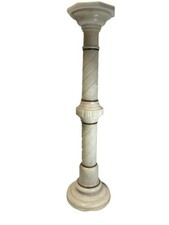 Large Antique Victorian Alabaster Barley Twist Pedestal Column Stand 39