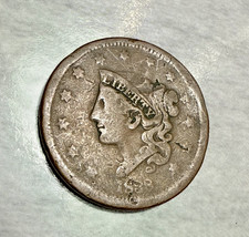 1838 Coronet Head Large Cent Grade G-4 (Good 8) VHTF picture