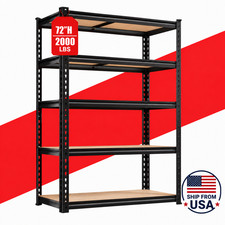 5-Tier Heavy Duty Metal Shelving Storage Adjustable Garage Shelves Utility Rack picture