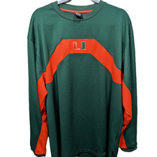 Vtg Nike Miami Hurricanes Mens Pullover Top Long Sleeve Green Orange Embroidered picture