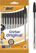 BIC 830864 Cristal Original 1.0 mm Ball Pen Pack 10 Count (Pack of 1), Black picture