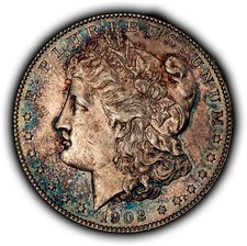 1902-O $1 Morgan Silver Dollar - Luster - Textured Rainbow Toning - SKU-D7980 picture