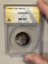 1948-S WASHINGTON QUARTER ANACS MS66 25C picture