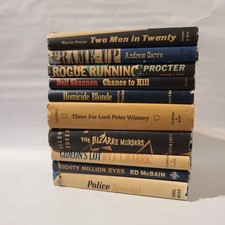 Lot 10 Vintage Mystery Hardcover Books BCE Sayers Ed McBain Queen Dell... picture