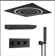 Shower Faucet System 19” LED Ceiling Rainfall Shower Head 14” Shoulder Massager picture