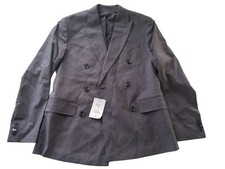 H&M Men's 38R Double Breasted Blazer Gray Regular Fit Peak Lapel Suit Jacket NWT picture