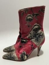 Vtg ROBERTO CAVALLI PINK SATIN ANKLE BOOTS 37 picture