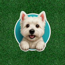 Cute Westie West Highland White Terrier dog waterproof vinyl sticker- many sizes picture