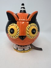 Johanna Parker Carnival Cottage Halloween Owl Canister NEW IN BOX picture