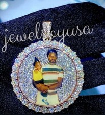 2 Inch Men's Tester Passing Moissanite Custom Memory Picture Pendant 925 Silver picture