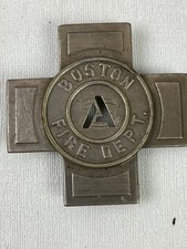 Antique Late 1800’s-Early 1900’s Cross Shaped Boston Fire Department Badge RARE picture