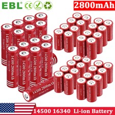 Lot 3.7V 14500,16340 Rechargeable Batteries Lithium Li-ion 2800mAh with Case Box picture