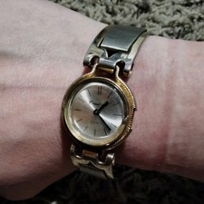 Women’s Gold Tone Round Analog Dress Watch, Two-Tone Metal Bracelet picture