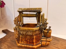 Vintage McCoy Pottery Wishing Well Planter 1950s Mid Century Drip Glaze picture