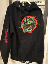 Independent Trading Company Men’s XL Black Hoodie Green Slim Face Graphic picture