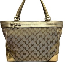 Gucci Mayfair Tote Bag Canvas Gold  Auth picture