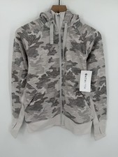NEW Athleta Triumph Printed Hoodie Womens Small Gray Camo Pockets Gym Athleisure picture