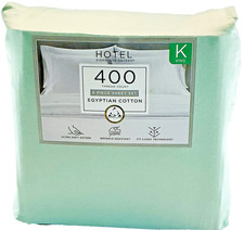 Hotel Signature Sheet Set 6 Piece Egyptian Cotton 400 TC King Blue Green -PO picture