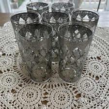 Beyond RARE Vintage CULVER SILVER Valencia Highball Glasses Set of 7 picture