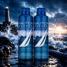 Nautica Oceans Body Spray for Men 6 oz (2 Pack) 100% Authentic NEW picture