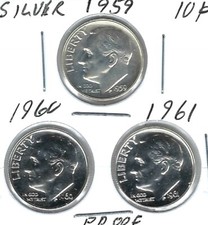 1959+1960+1961 Three Proof Silver Roosevelt Dimes picture
