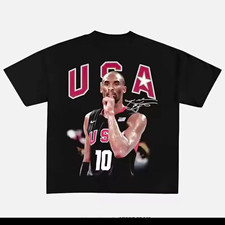 Men’s Black Cotton USA Basketball Graphic Print Crew Neck Short Sleeve T-Shirt M picture