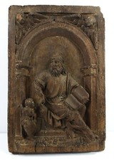 Early 18th c. or Earlier Architectural Hand Carved Bas Relief Religious Plaque picture