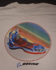 Vintage Boeing Space Shuttle Shirt Mens 2XL White Graphic Tee Hanes Beefy-T picture