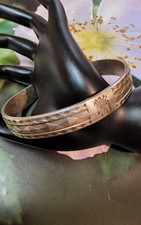 Vintage Chinese Export Solid Silver Cuff Bracelet Fu Lu Shou Three Stars 47g picture