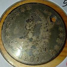 1808/7 Capped Bust Half Dollar 50c US Silver Coin G+ Condition. Rare 8 Over 7 picture