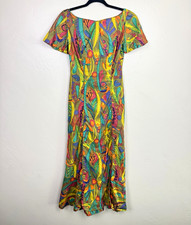 Vintage 60s Sun Fashions Hawaii Psychedelic Tropical Maxi Dress XS Hawaiian picture