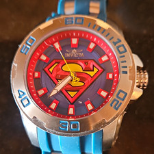 Invicta DC Comics Superman Men's Quartz 50mm 100m Silver Steel Blue Rubber picture