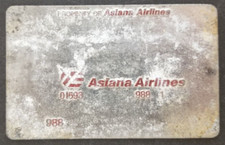 Vintage Asiana Airlines Airplane Metal Sample Card picture