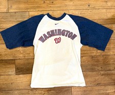 Vintage Y2K Nike Washington Nationals MLB Baseball center swoosh Raglan T-Shirt picture