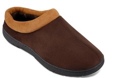 New Mens Haggar Memory Foam Microsuede Brown Clogs Slippers picture