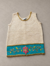 Vintage 60s Jack Winter All Wool Sweater Vest 38 Metallic Gold Embroidered Mod picture