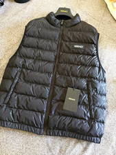 Versace Black Padded Quilted Full Zip Puffer Vest Logo Size 48 picture