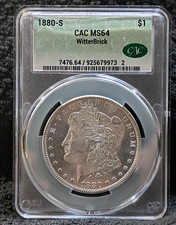 1880-S Morgan Silver Dollar $1 San Francisco CAC MS64 WitterBrick picture