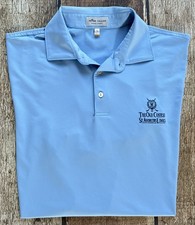 PETER MILLAR SUMMER COMFORT OLD COURSE ST. ANDREWS LINKS POLO BLUE MENS LARGE picture