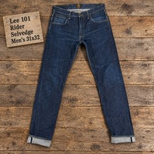 Lee 101 Rider Selvedge Jeans Mens 31x32 Indigo Japanese Left Hand Twill Denim picture